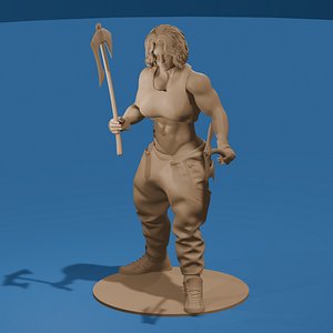 Muscular Axe Girl 3D