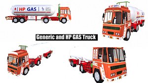 HPCL and Generic Truck with Tank Semi Trailer model