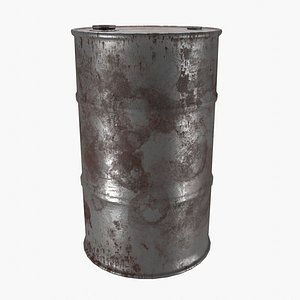 3D Oil Barrel White Rusty Clean-Logo