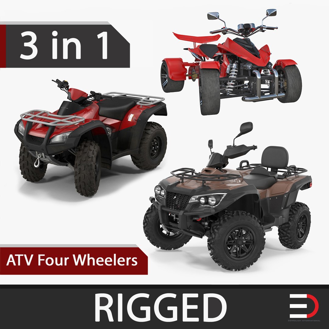ATV Four Wheelers Rigged 3D Models Collection 3D model preview