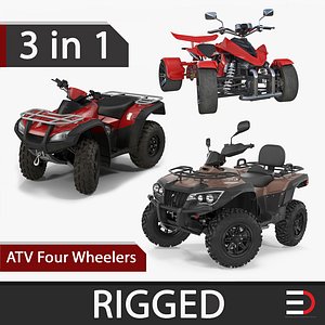 3D model atv wheelers rigged