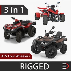 ATV Four Wheelers Rigged 3D Models Collection