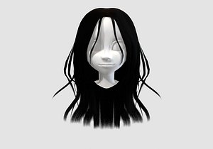 windy straight hairstyle 3D model