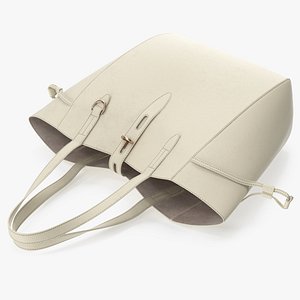 Womens Leather Shopping Bag Beige model
