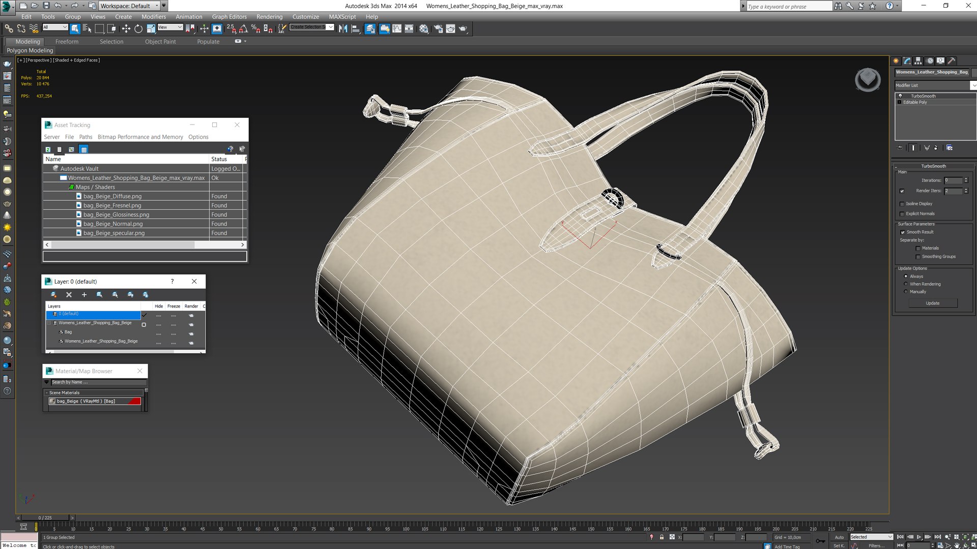 Womens Leather Shopping Bag Beige Model - TurboSquid 2099505