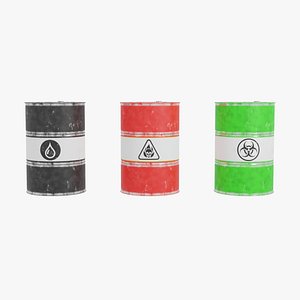 3D Steel Drums Barrel PACK model