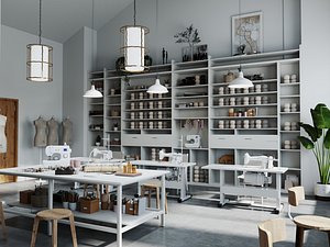 3D Sewing Tailor Workshop Interior Scene model