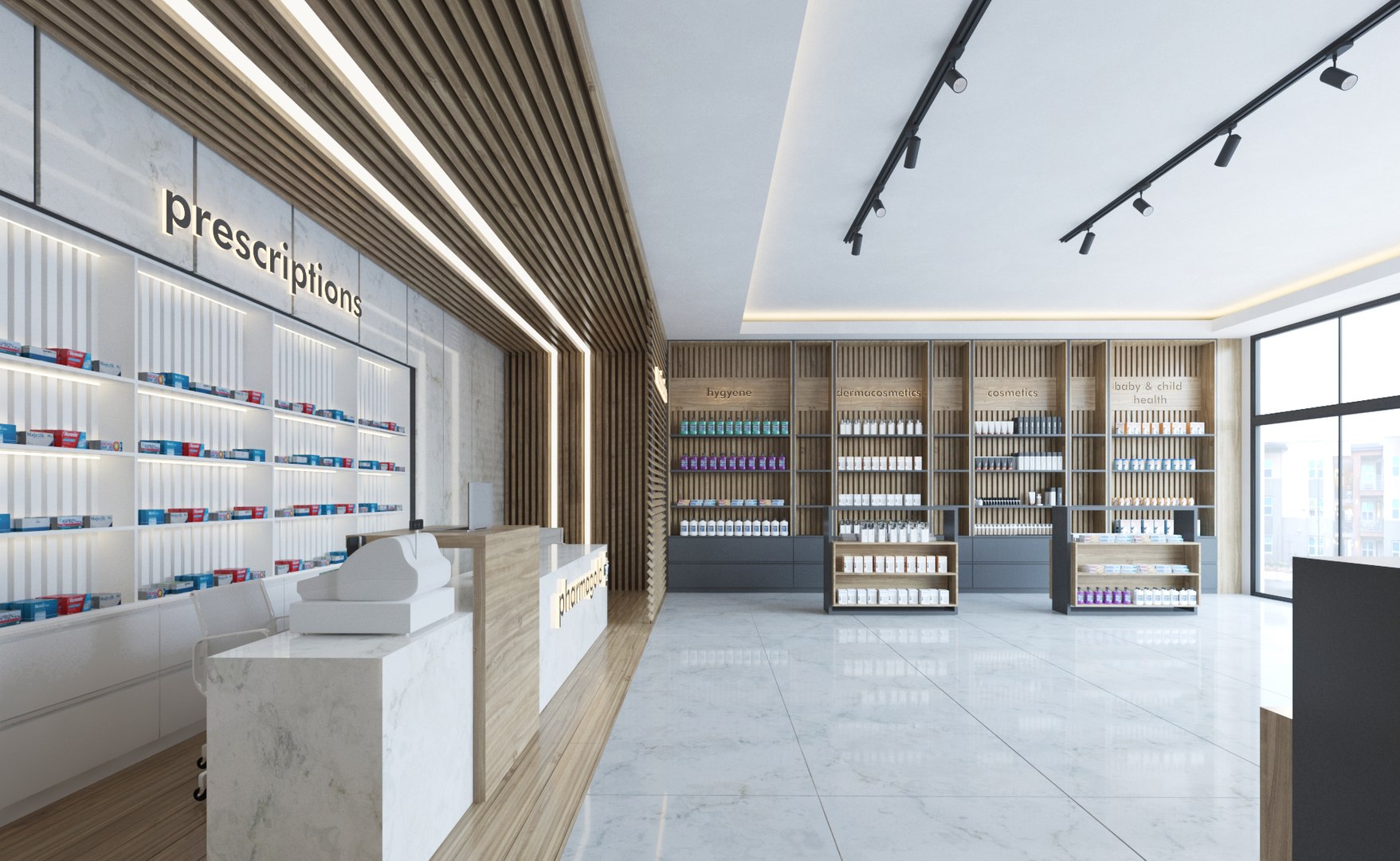 3D Contemporary Pharmacy Interior Model - TurboSquid 1839794