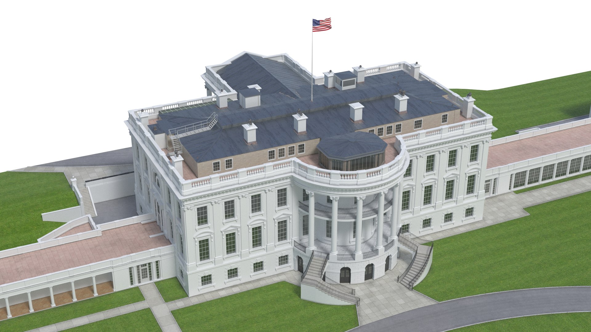 White House US Presidential Residence 3D Model - TurboSquid 2246201