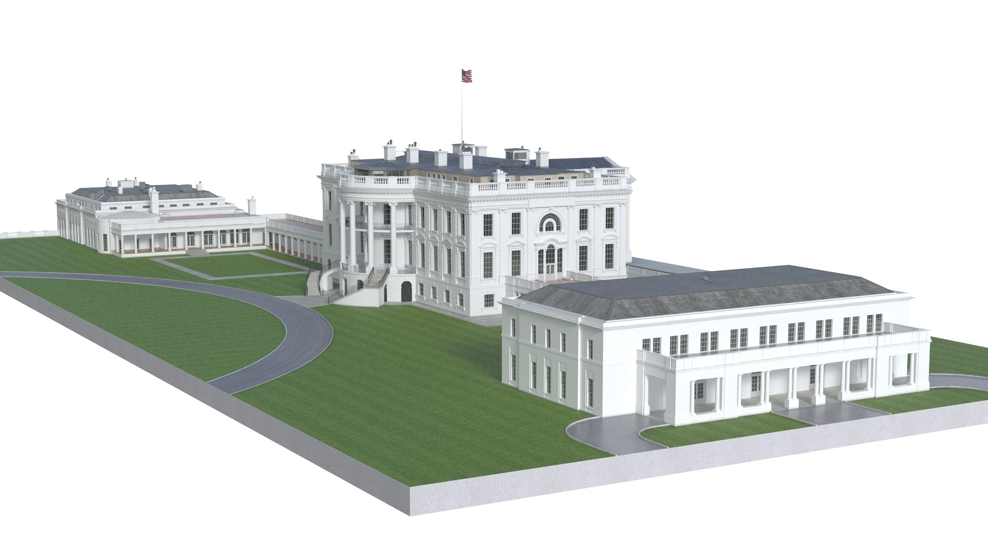 White House US Presidential Residence 3D Model - TurboSquid 2246201