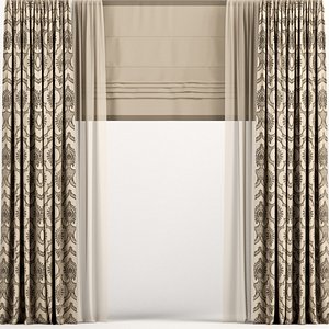 3D curtains tulle brown