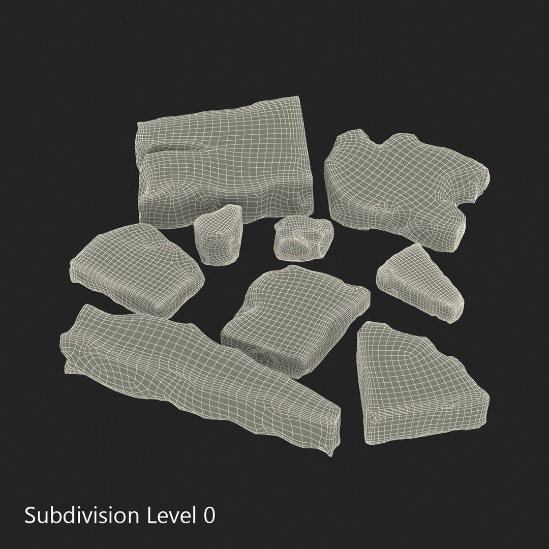 3d Concrete Chunks Set Model