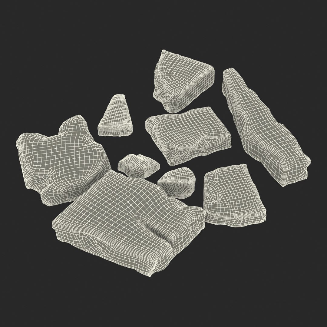 3d Concrete Chunks Set Model