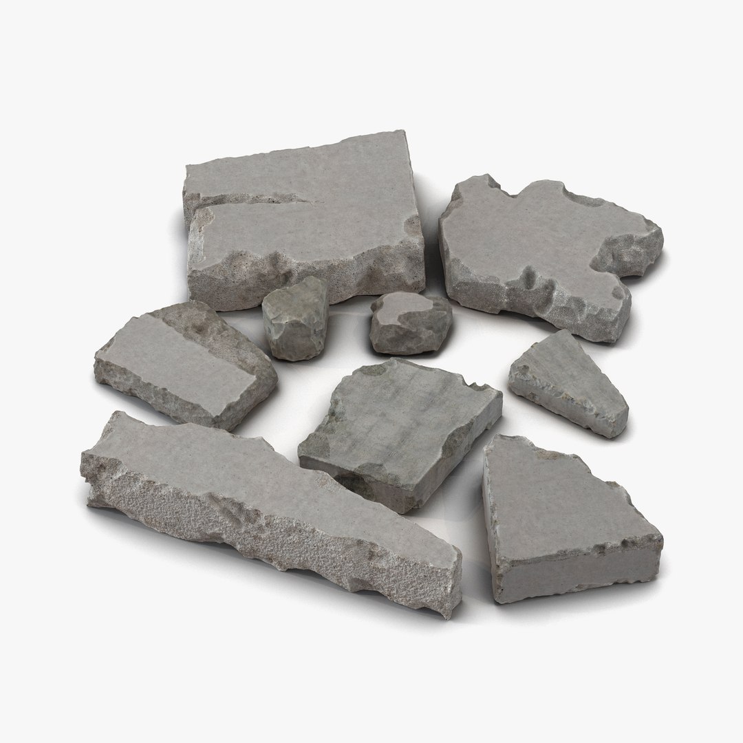 Concrete Chunks Set 3D model preview