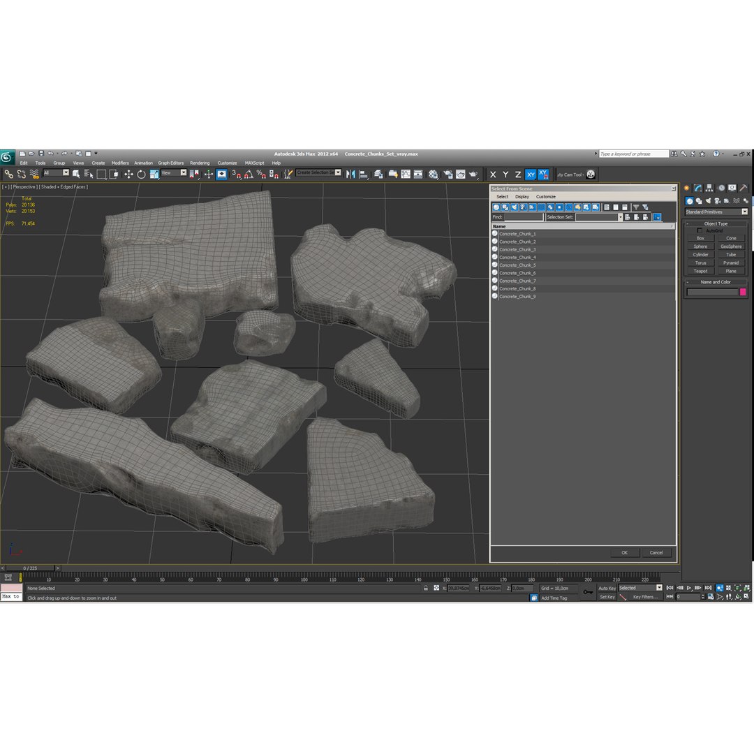 3d Concrete Chunks Set Model