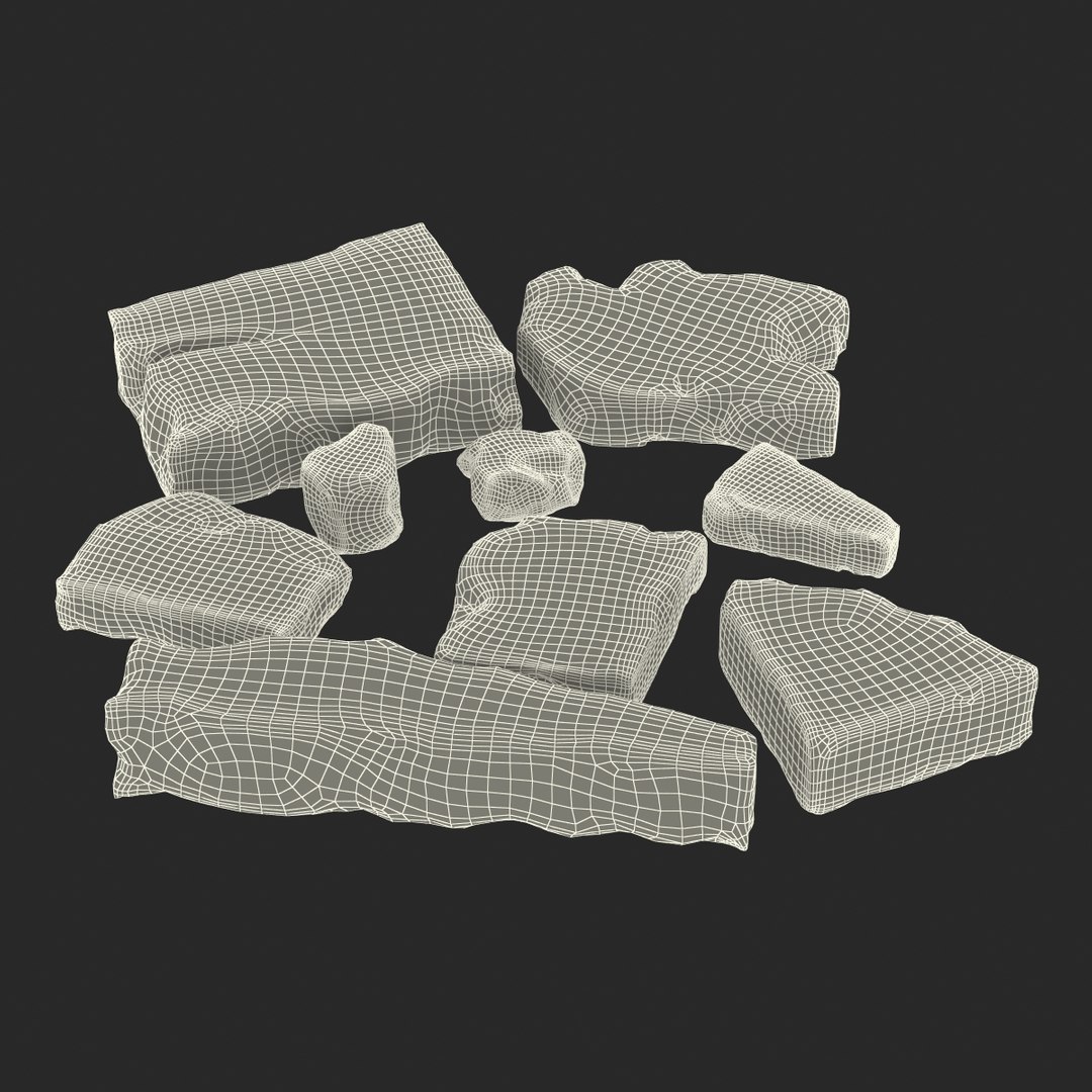3d Concrete Chunks Set Model