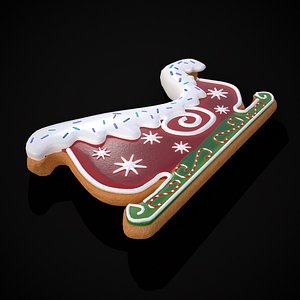 3D Holiday Sleigh Decorated Cookie model