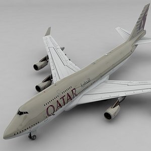 3D boeing 747 qatar airways model