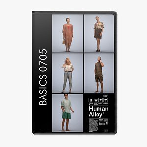 Basics0705 - A set containing 5 models of male and female adults standing in casual attire in public 3D model