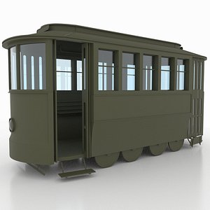 Vintage Trolley with Interior 3D