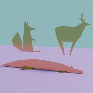 3D model Flat golden icons or animal images