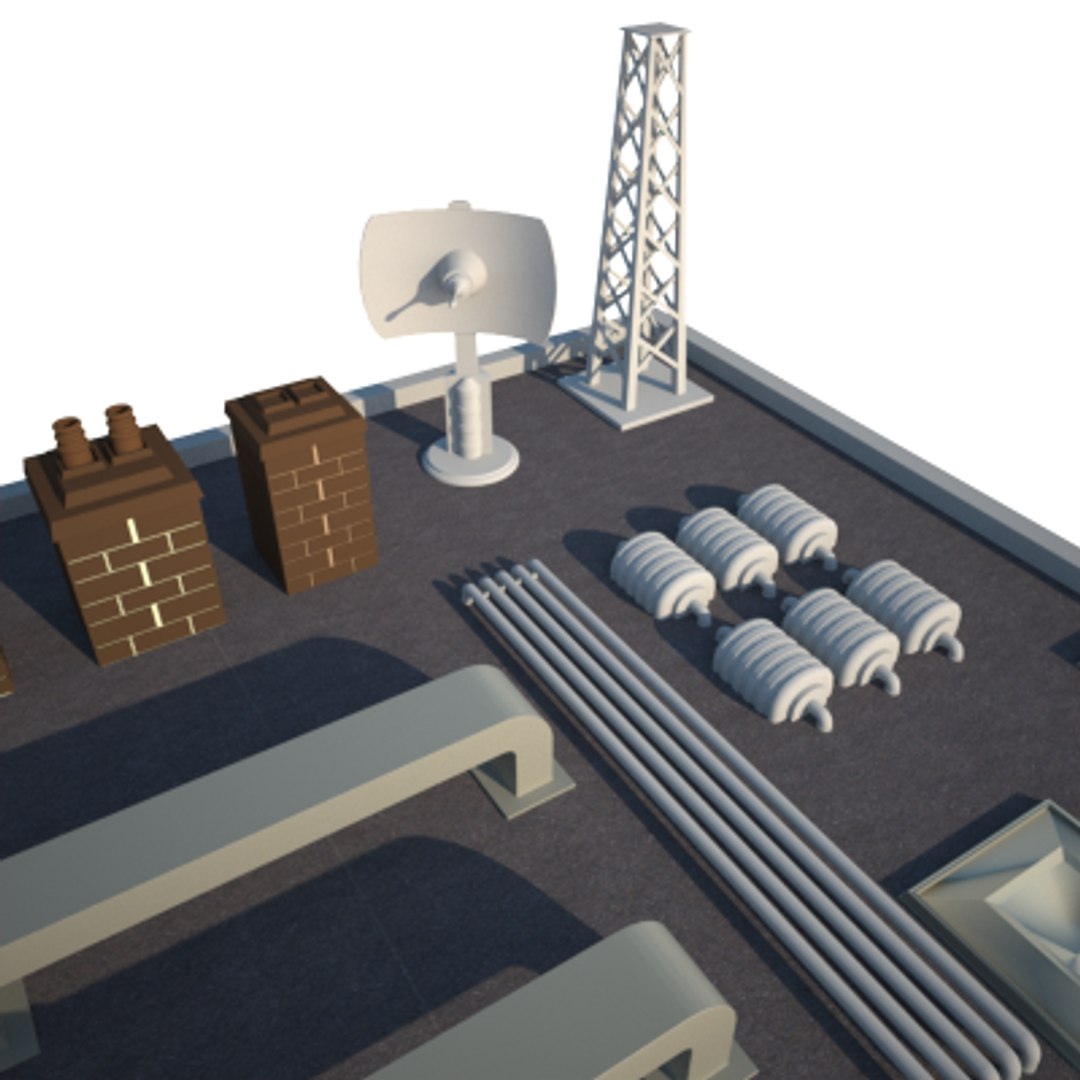 3ds Max Rooftop Buildings Modeled