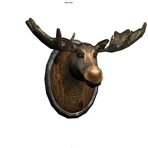 Moose Head Trophy, low poly 3D model