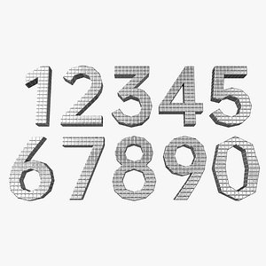 Three-dimensional digital model 0-9 numbers