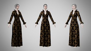 Dress 29 Golden Noir Velvet 3D model