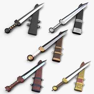 3D roman gladius set sword