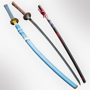 Low poly Katanas Game ready set of 2