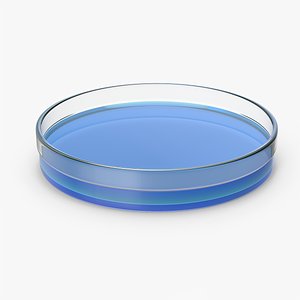 Petri Dish With Blue Liquid 3D model