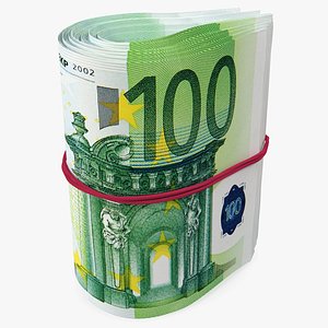 Rotating Bundle of Many Rolled Up 100 Euro