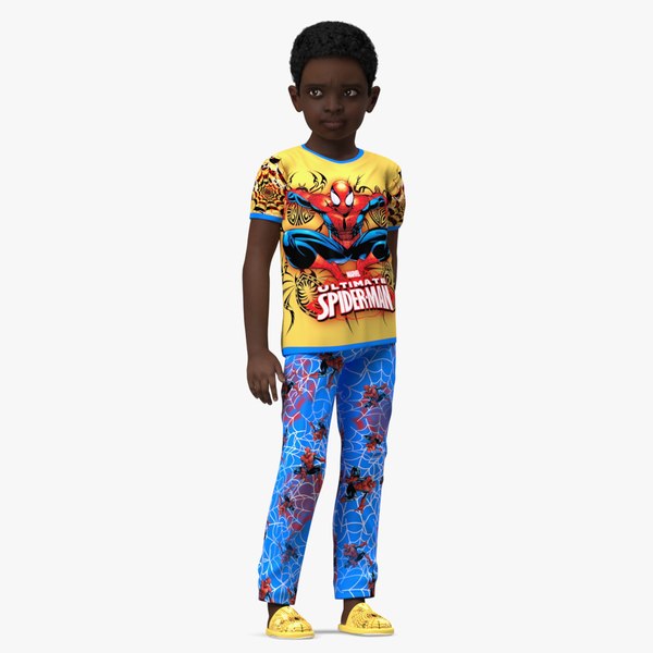 3D Black Child Boy Home Style Rigged for Maya