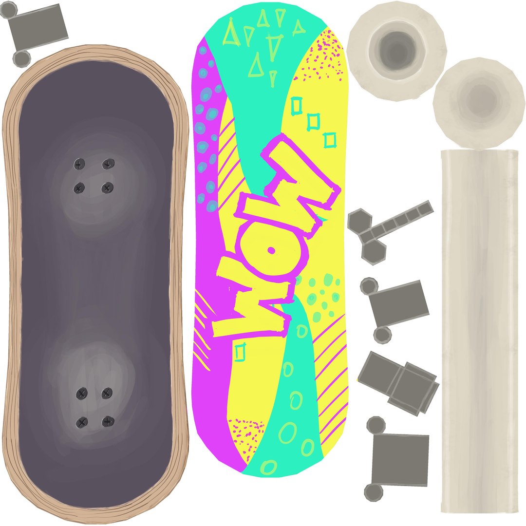 cartoon skateboard 3d obj