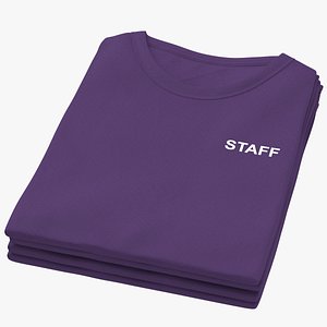 Female Crew Neck Folded Stacked Purple Staff 01 3D