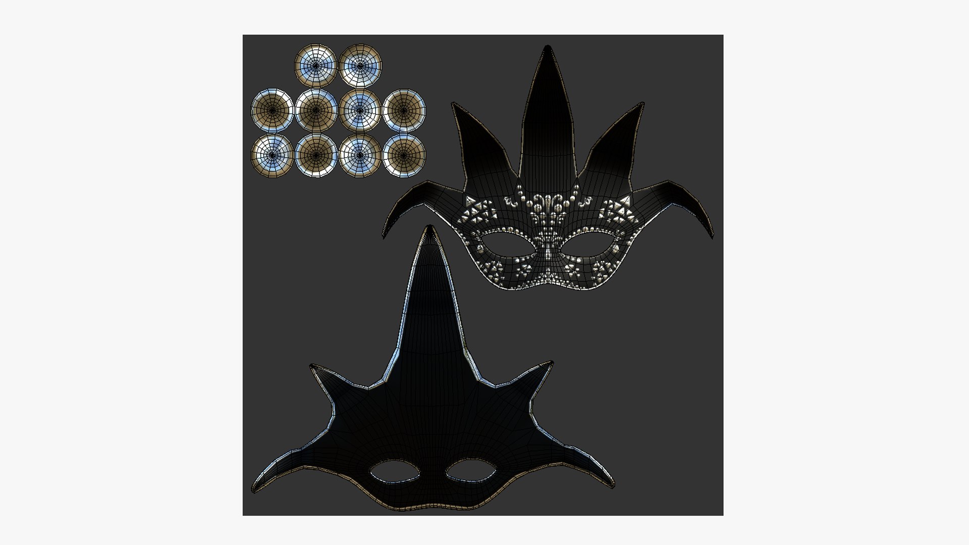 3D 12 Carnival Mask H Collection - Costume Character Design model https://p.turbosquid.com/ts-thumb/QZ/zE8xeW/Kk/h1uv/png/1702301754/1920x1080/fit_q87/e9fb4e84e99795c13bdd801e193d3e27aa25d61c/h1uv.jpg