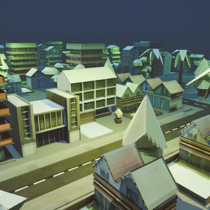 Low Poly Buildings and Houses City Pack 3D model