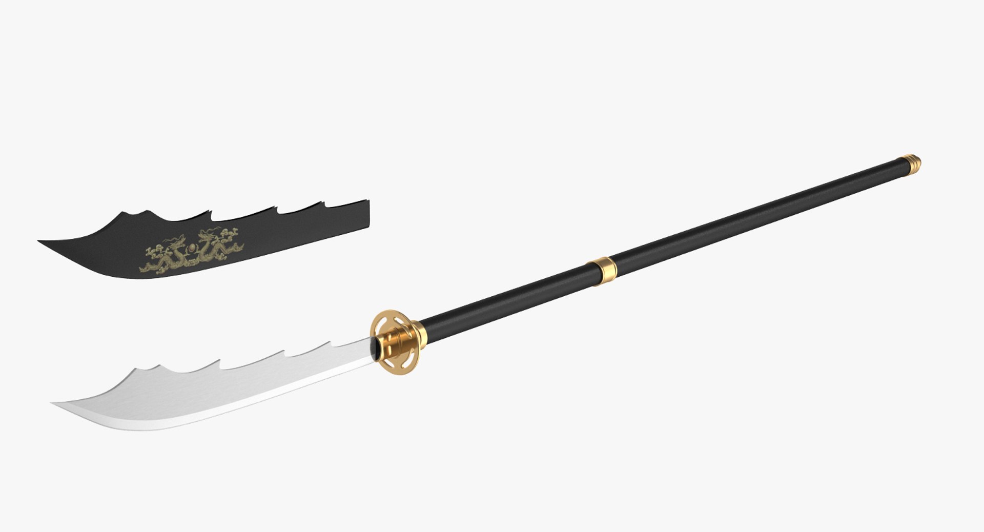 Japanese Samurai Naginata Yari 3d Model