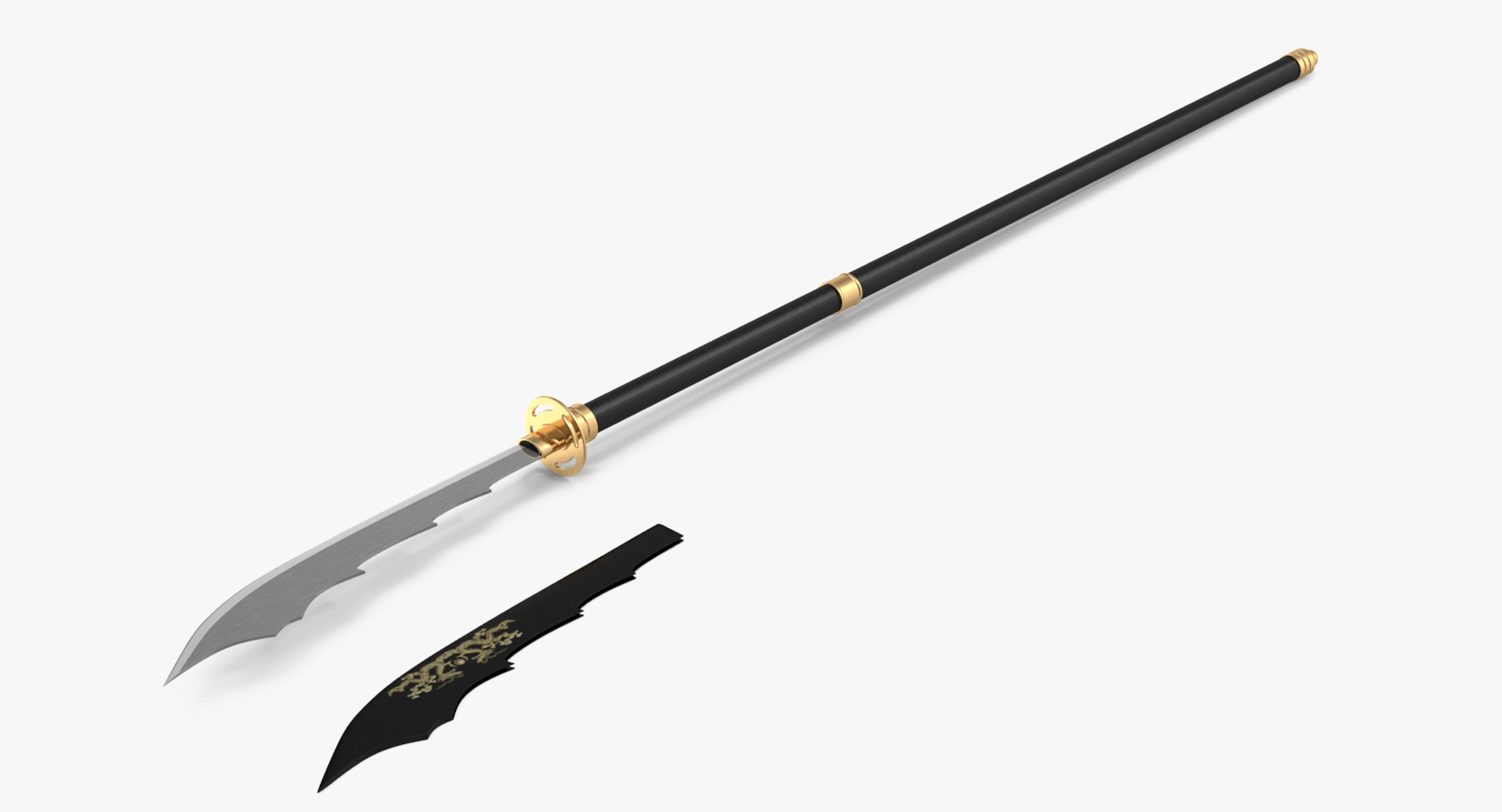 Japanese Samurai Naginata Yari 3d Model