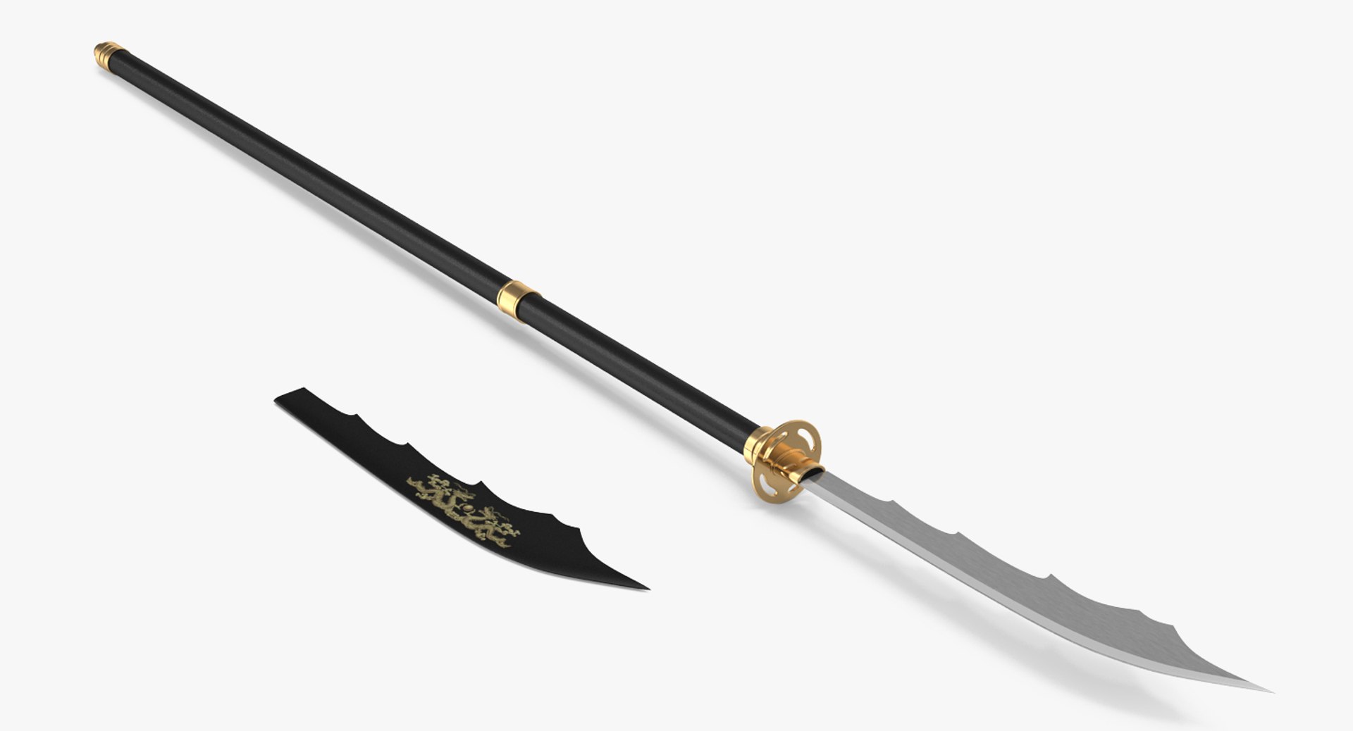 Japanese Samurai Naginata Yari 3d Model