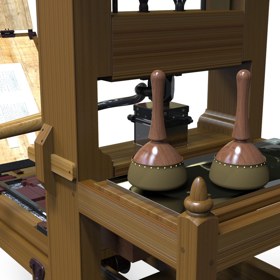 franklin printing press jamin 3d model