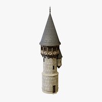 Fantasy Wizard Tower - Low Poly Game Ready with LODs