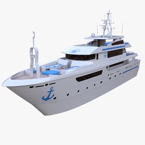 Luxury Expedition Yacht 3D Model Low Poly Quad Topology PBR Game Ready 3D model