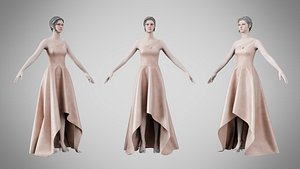 Dress 28 Ivory Blush Velvet 3D model