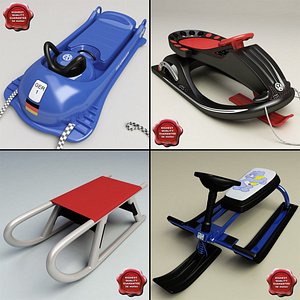 snow sleds 3d model