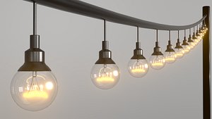 Vintage Lights String PBR 3D model