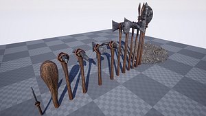 Stone Survival Tools 10 Assets 3D model