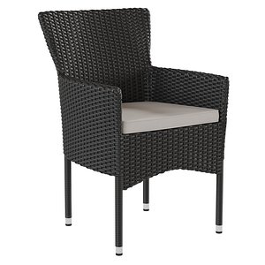 Rattan-look plastic outdoor garden chair Flash Furniture TW-3WBE074-BK-GG 3D model