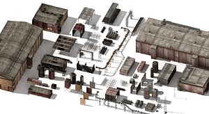 Low Poly Industrial Modular Factory and Warehouse Environment Kit 3D model